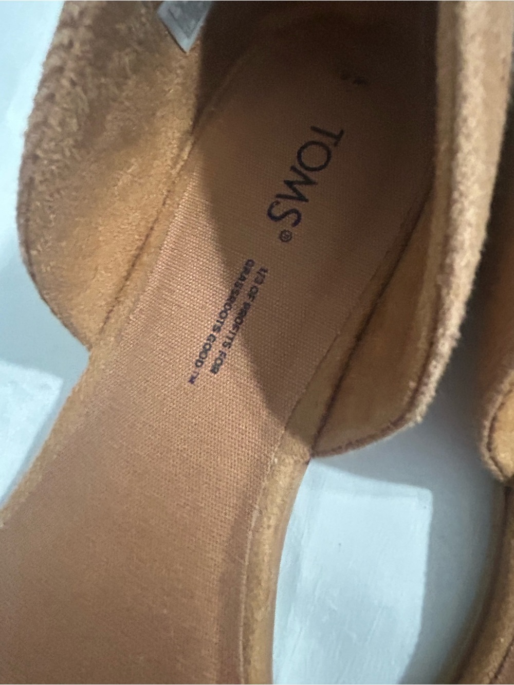 TOMS Tan Suede D'Orsay Pointed Flats - Picture 8 of 9